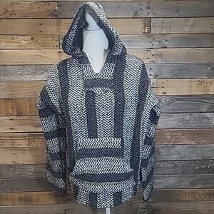 Baja Joe Surfer Hoodie Hippie Rug LARGE Mexican Pullover Poncho Blanket Unisex
